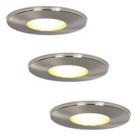 Set van 3 Vegas - LED Inbouwspots - 4 Watt 345 lumen - 2700K Warm wit - GU10 - Dimbaar - Rond - IP44 voor badkamer, buiten en binnen - RVS - thumbnail
