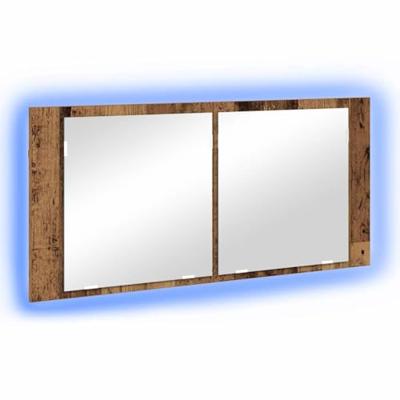 LED Spiegelkast Oud hout 100 x 12 x 45 cm Bewerkt hout