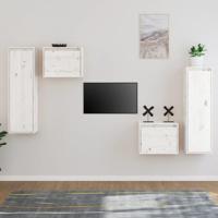 Tv-meubelen 4 st massief grenenhout wit - thumbnail