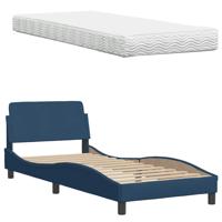 Bed met matras "Hanko" stof blauw 80x200 cm - thumbnail
