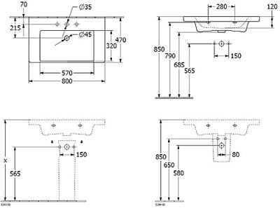Wastafel Villeroy & Boch Subway 3.0 47x80x16.5 cm Wit Alpin Villeroy & Boch - thumbnail