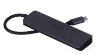 UNITEK Aluminium 4-in-1 USB 3.2 Gen1 gegevensoverdracht 5 Gbps geïntegreerde kabel 15 cm met USB-C stekker 4 poorten 2xUSB-C 2xUSB-A plug and play kleur space grijs aanbevolen voor Macbooks - thumbnail