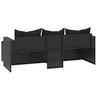 Loungeset poly rattan zwart - thumbnail