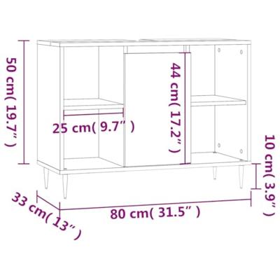 Badkamerkast 80x33x60 cm bewerkt hout hoogglans wit