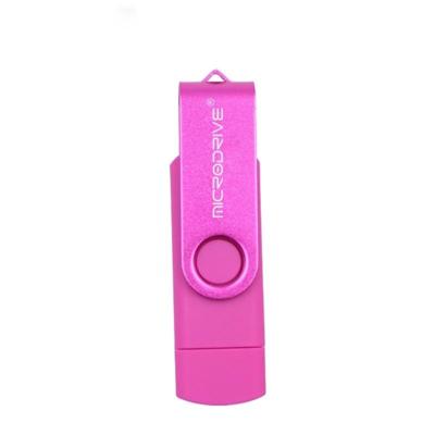 MicroDrive 32GB USB 2 0 mobiele computer dual-use roterende OTG metaal U-schijf (roze)