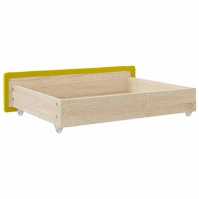 Bedlades 2 st bewerkt hout en fluweel geel