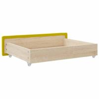 Bedlades 2 st bewerkt hout en fluweel geel - thumbnail