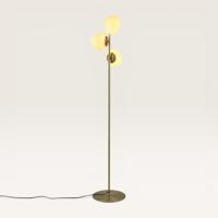 Staande lamp Elyndra crema ottone l - Met witte bollen van handgemaakt opaalglas en een gouden staander - Voor binnenshuis - thumbnail