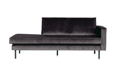 WOOOD Daybed 'Rodeo' Rechts, Velvet, kleur Antraciet
