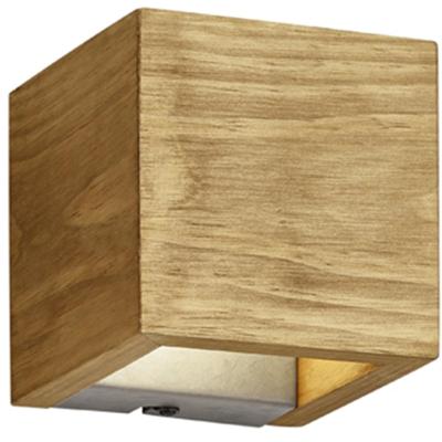 LED Wandlamp Vierkant 4W Warm Wit 3000K Dimbaar Mat Bruin Natuurhout OSRAM