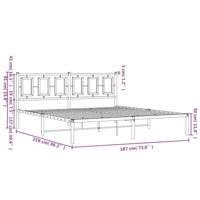 Bedframe met hoofdbord metaal zwart 183x213 cm - thumbnail