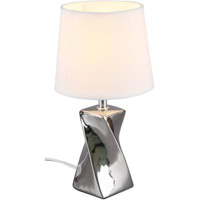 LED Tafellamp - Trion Aneby - E14 Fitting - Rond - Glans Chroom - Keramiek/Textiel LED Tafellamp - Trion Aneby - E14 Fitting - Rond - Glans Chroom - Keramiek/Textiel