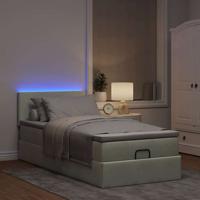 Ottoman bed met matras en LED's 90x190cm fluweel lichtgrijs - thumbnail