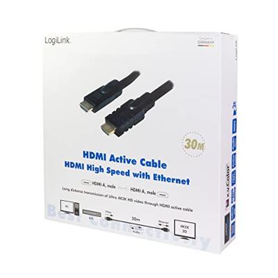 LogiLink CHA0030 HDMI-kabel HDMI Aansluitkabel HDMI-A-stekker, HDMI-A-stekker 30.00 m Zwart 4K UHD, Vergulde steekcontacten LogiLink CHA0030 HDMI-kabel HDMI Aansluitkabel HDMI-A-stekker, HDMI-A-stekker 30.00 m Zwart 4K UHD, Vergulde steekcontacten