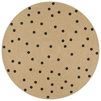 VidaXL Vloerkleed handgemaakt met print polkadot 150 cm jute