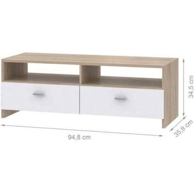 FINLANDEK Hedendaagse matwitte HELPPO TV-standaard met eikeneffect - B 95 cm FINLANDEK Hedendaagse matwitte HELPPO TV-standaard met eikeneffect - B 95 cm
