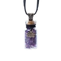 Amethist Edelsteen in Geschenkflesje met Lederen Koord uit India - thumbnail