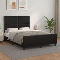 Bedframe met hoofdbord kunstleer zwart 140x200 cm - thumbnail