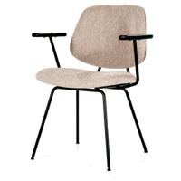 Eleonora Eetkamerstoel 'Lynn' met armleuning, kleur Beige Fletcher - thumbnail