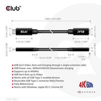 club3D CAC-1531 USB-C-kabel USB 3.2 Gen1 USB-C stekker, USB-C bus 1.00 m Zwart - thumbnail