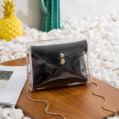 Transparante keten Cross Body Clutch schoudertassen vrouwen mini messengertas (zwart)