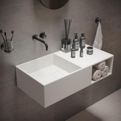 Wastafel Ideavit Solidplan 80x40x20 cm Solid Surface Mat Wit Ideavit Wastafel Ideavit Solidplan 80x40x20 cm Solid Surface Mat Wit Ideavit