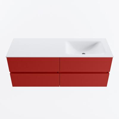 MONDIAZ VICA 130cm badmeubel onderkast Fire 4 lades. Wastafel CLOUD rechts 1 kraangat, kleur Talc.