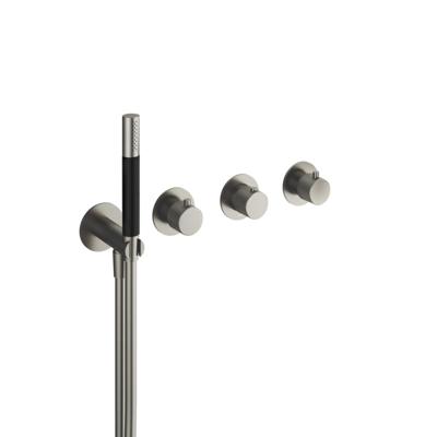 Thermostatische Douche/Badkraan Hotbath Cobber X Inbouw Met 2 Stopkranen En Handdouche Geborsteld Nikkel