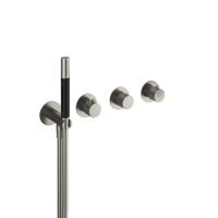 Thermostatische Douche/Badkraan Hotbath Cobber X Inbouw Met 2 Stopkranen En Handdouche Geborsteld Nikkel - thumbnail