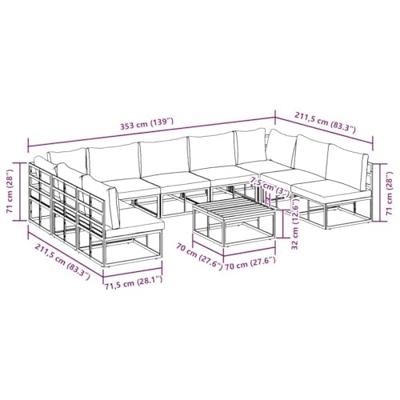 Tuinbankenset met kussen 10 pcs Zwart Aluminium