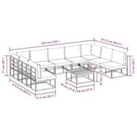 Tuinbankenset met kussen 10 pcs Zwart Aluminium - thumbnail