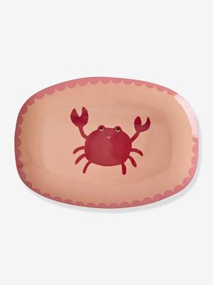 Kleine rechthoekige melamine bord met krab rice print koraal Kleine rechthoekige melamine bord met krab rice print koraal