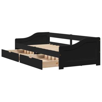 Slaapbank met 2 lades zonder matras IRUN 90x200 cm zwart