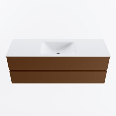 MONDIAZ VICA 140cm badmeubel onderkast Rust 2 lades. Wastafel CLOUD midden 1 kraangat, kleur Talc.