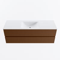 MONDIAZ VICA 140cm badmeubel onderkast Rust 2 lades. Wastafel CLOUD midden 1 kraangat, kleur Talc. - thumbnail