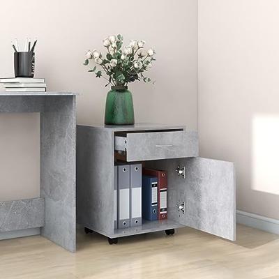 VidaXL Rolkast 45x38x54 cm bewerkt hout betongrijs VidaXL Rolkast 45x38x54 cm bewerkt hout betongrijs