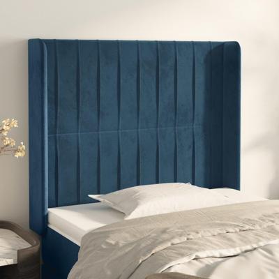 Hoofdbord met randen 83x16x118/128 cm fluweel blauw
