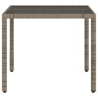 Tuintafel met glazen blad 90x90x75 cm poly rattan grijs - thumbnail