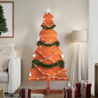 VidaXL Kerstdecoratie kerstboom 150 cm massief grenenhout wasbruin - thumbnail