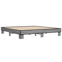 Bedframe bewerkt hout metaal grijs sonoma eiken 200x200 cm - thumbnail