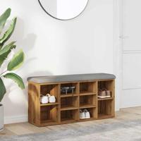 Schoenenbank 102x32x50 cm bewerkt hout artisanaal eikenkleur - thumbnail