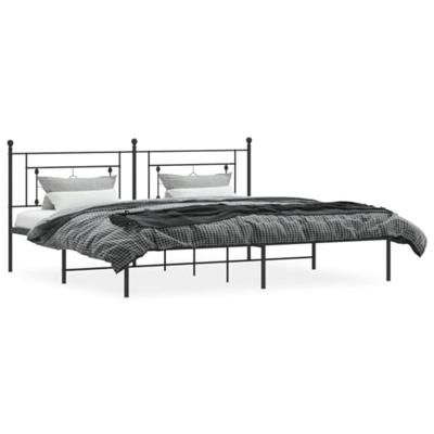 Bedframe met hoofdbord metaal zwart 193x203 cm Bedframe met hoofdbord metaal zwart 193x203 cm