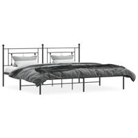 Bedframe met hoofdbord metaal zwart 193x203 cm - thumbnail
