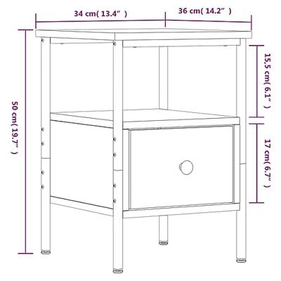 Nachtkastjes 2 st 34x36x50 cm bewerkt hout gerookt eikenkleurig Nachtkastjes 2 st 34x36x50 cm bewerkt hout gerookt eikenkleurig