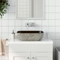 VidaXL Opzetwasbak rechthoekig 48x37,5x13,5 cm keramiek grijs en zwart - thumbnail