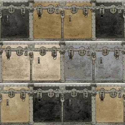 Noordwand behang friends & coffee boxes and locks metallic en beige