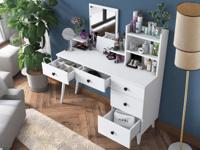 Make-up tafel JAKE 5 lades wit - thumbnail