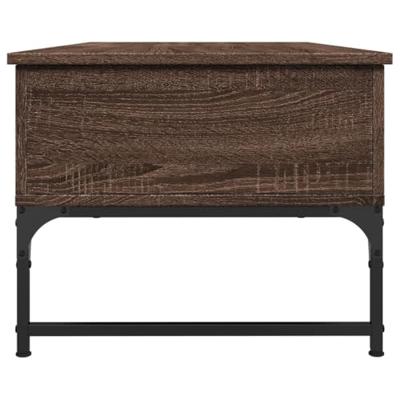 Salontafel 100x50x40 cm bewerkt hout en metaal bruin eikenkleur Salontafel 100x50x40 cm bewerkt hout en metaal bruin eikenkleur