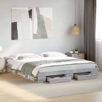 Bedframe met lades bewerkt hout grijs sonoma eiken 200x200 cm - thumbnail