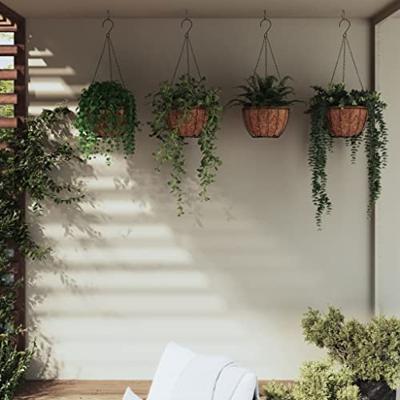 VidaXL Plantenbakken hangend 4 st met kokosbak staal ø 30x52 cm zwart